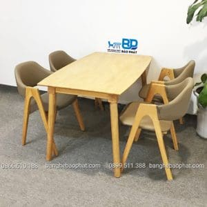 Bộ Bàn Ghế ăn Gỗ Ghế Chữ A màu tự nhiên
