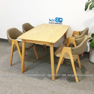 Bộ Bàn Ghế ăn Gỗ Ghế Chữ A màu tự nhiên