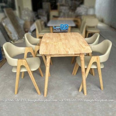 Bộ bàn ghế ăn gỗ ghế chữ A màu tự nhiên