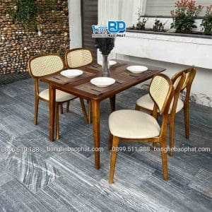 Bộ bàn ghế ăn gỗ ghế Secco bàn Ashley màu nâu