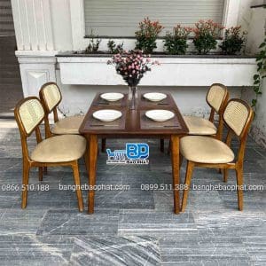 Bộ bàn ghế ăn gỗ ghế Secco bàn Ashley màu nâu