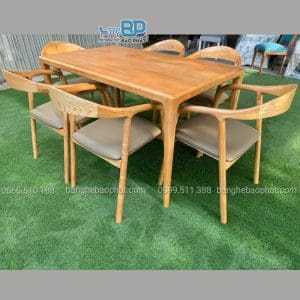 Bộ Bàn Ghế Ăn Gỗ Nệm 6 Ghế Neva Bàn 1m8 9 Bộ bàn ghế ăn gỗ nệm 6 ghế neva bàn 1m8
