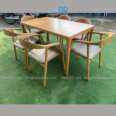 Bộ bàn ghế ăn gỗ nệm 6 ghế neva bàn 1m8