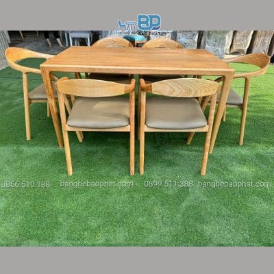 Bộ bàn ghế ăn gỗ nệm 6 ghế neva bàn 1m8
