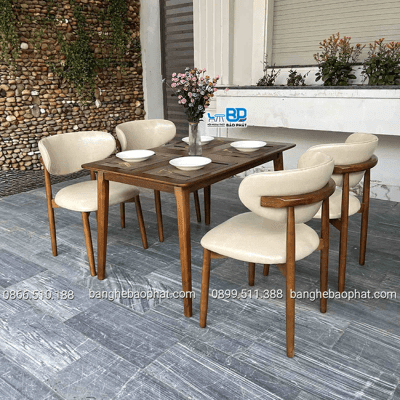 Bộ bàn ghế ăn gỗ nệm Oleandro