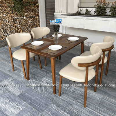 Bộ bàn ghế ăn gỗ nệm Oleandro
