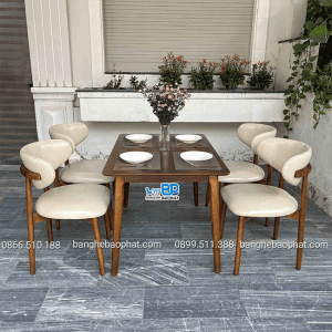 Bộ bàn ghế ăn gỗ nệm Oleandro