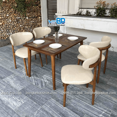 Bộ bàn ghế ăn gỗ nệm Oleandro