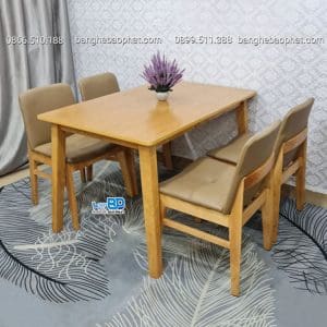 Bộ bàn ghế phòng ăn gỗ nệm Obama