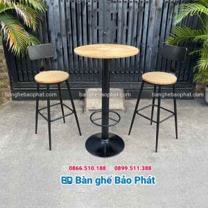 Ghế bar ban công sắt gỗ chân vuốt 9 Ghế bar ban công sắt gỗ chân vuốt màu gỗ tự nhiên