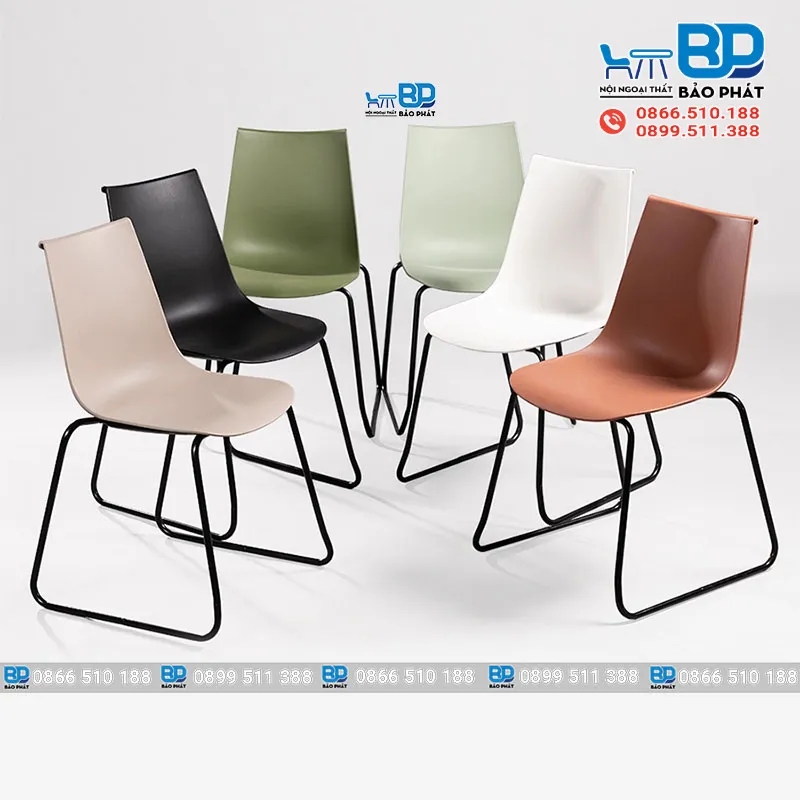 Ghế nhựa văn phòng chân sắt ameli21