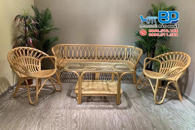 Sofa mây phòng khách ấn tượng
