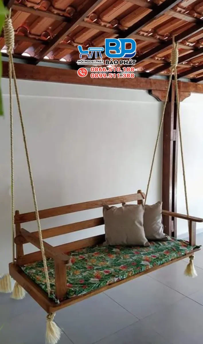 Xích đu gỗ treo trần