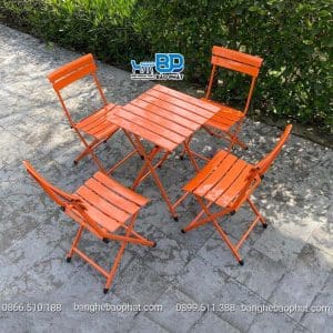 Bàn ghế sắt cafe mini xếp gọn 13 Bàn ghế sắt cafe mini xếp gọn