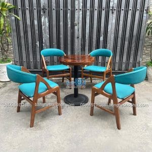Bộ bàn ghế cafe gỗ nệm bàn me tây ghế bardon 10 Bộ bàn ghế cafe gỗ nệm bàn me tây ghế bardon