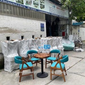 Bộ bàn ghế cafe gỗ nệm bàn me tây ghế bardon 11 Bộ bàn ghế cafe gỗ nệm bàn me tây ghế bardon
