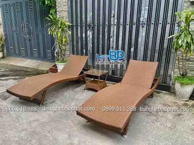 Ghế hồ bơi ngoài trời mây nhựa khung nhôm