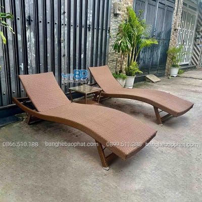 Ghế hồ bơi ngoài trời mây nhựa khung nhôm