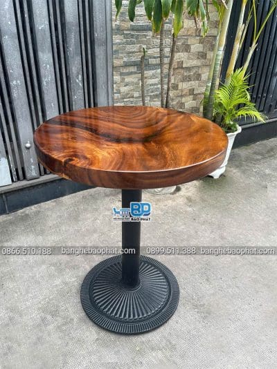Bàn Cafe Me Tây Mặt Tròn 60cm Chân Mâm Gang