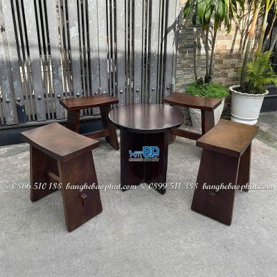 Bàn ghế cà phê gỗ thông BGGTBP003