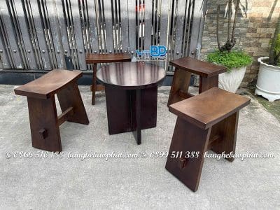 Bàn ghế cà phê gỗ thông BGGTBP003