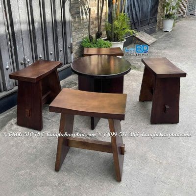 Bàn ghế cà phê gỗ thông BGGTBP003