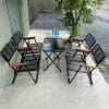 Bộ bàn ghế cafe xếp gọn có tay tựa sắt CNC