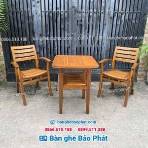 Bộ bàn ghế cafe gỗ Valley Full 12 Bàn ghế gỗ fansipan Valley Full bàn vuông