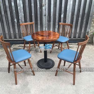 Bàn ghế gỗ nệm quán cafe ghế 7 nan bộc nệm 11 Bàn ghế gỗ nệm quán cafe ghế 7 nan bộc nệm