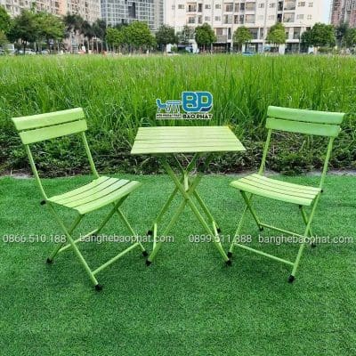Bàn ghế sắt cafe mini xếp gọn