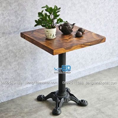 Bàn me tây mặt vuông 60cm chân gang đúc
