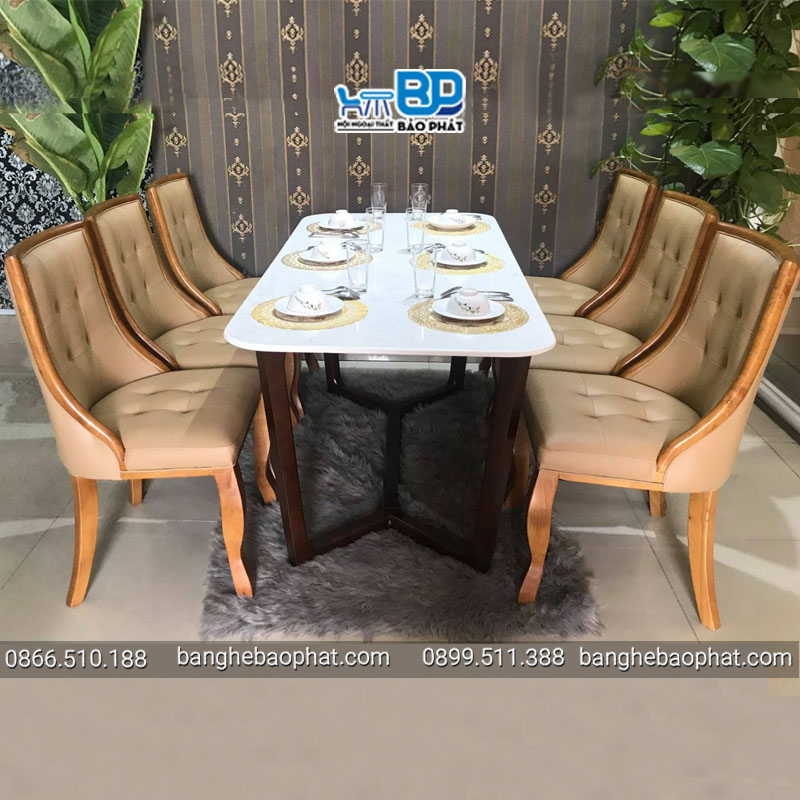 Bộ bàn ăn 6 ghế mặt đá đẹp và sang trọng