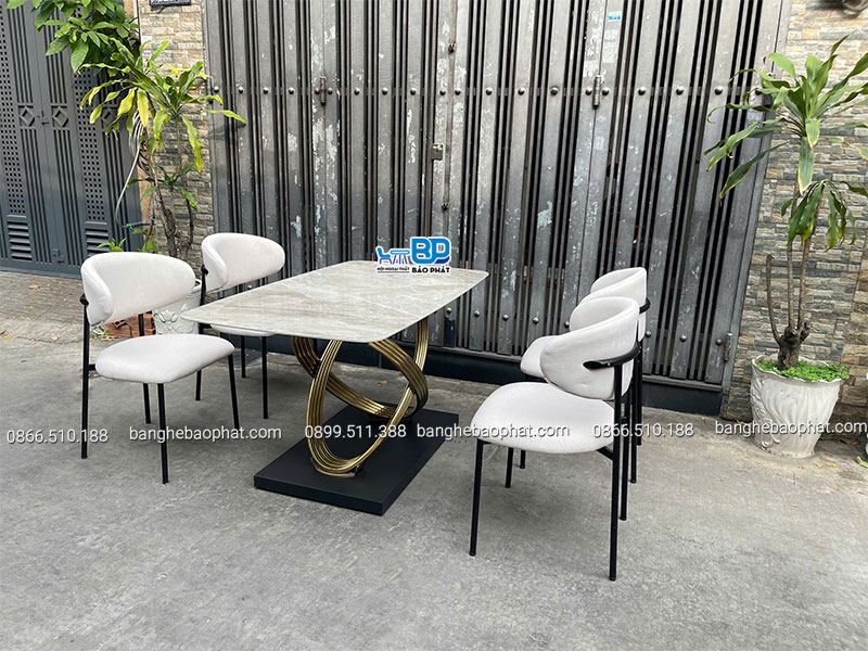 Bộ bàn ăn 6 ghế mặt đá hiện đại
