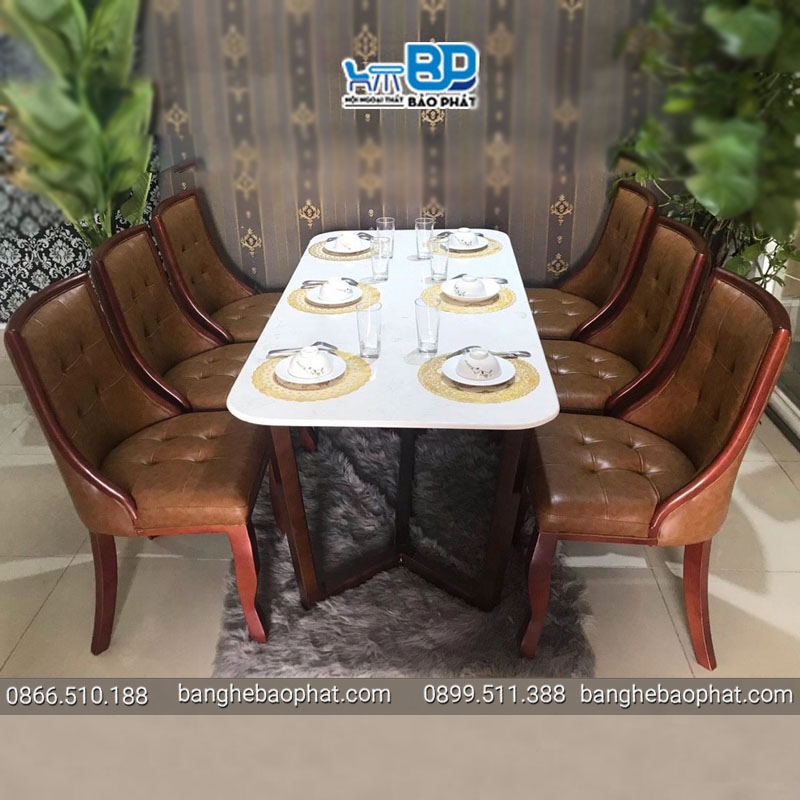 Bộ bàn ăn 6 ghế mặt đá 