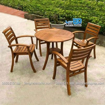 Bộ bàn ghế cafe gỗ ngoài trời Valley Full