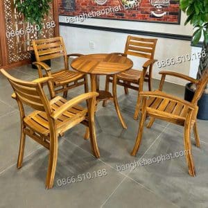 Bộ bàn ghế cafe gỗ Valley Full 10 Bộ bàn ghế cafe gỗ Valley Full