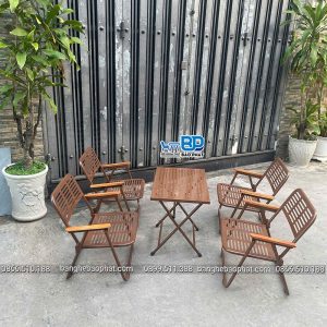 Bộ Bàn Ghế Sắt Nhỏ Xếp Gọn Màu Nâu Cafe 16 Bộ Bàn Ghế Sắt Nhỏ Xếp Gọn Màu Nâu Cafe