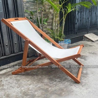 Ghế bãi biển khung gỗ vải dù xếp gọn giá rẻ