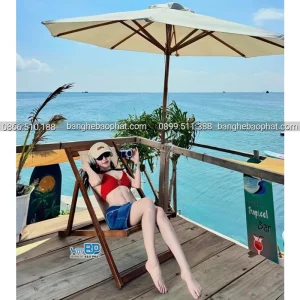 Ghế bãi biển khung gỗ vải dù xếp gọn 10 Ghế bãi biển khung gỗ vải dù xếp gọn giá rẻ