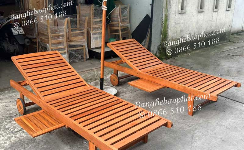 Ghế hồ bơi gỗ Bạch Đàn