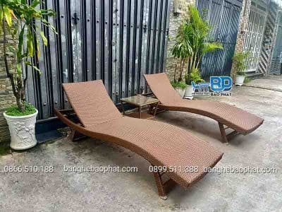Ghế hồ bơi ngoài trời mây nhựa khung nhôm