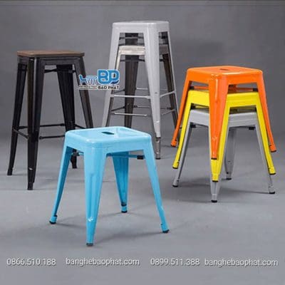 Ghế sắt tolix đôn không tựa