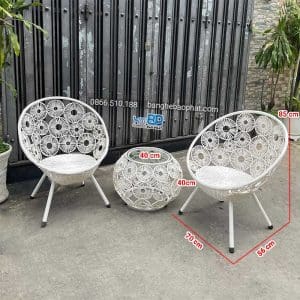 Bộ bàn ghế ban công chung cư nhỏ gọn ghế nhựa giả mây đồng tiền 10 kích thước bàn ghế ban công chung cư nhỏ gọn ghế nhựa giả mây đồng tiền