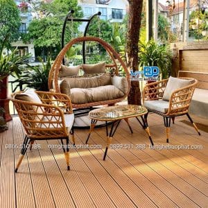 Xích đu sân thượng nhựa giả mây XĐBP018 9 Xích đu sân thượng nhựa giả mây XĐBP018