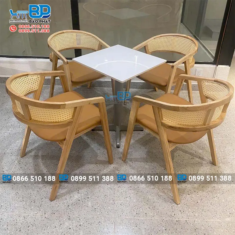 Bàn ghế gỗ Molina lưng mây