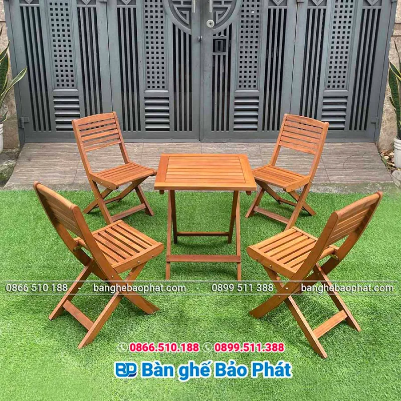 Bàn ghế gỗ xếp