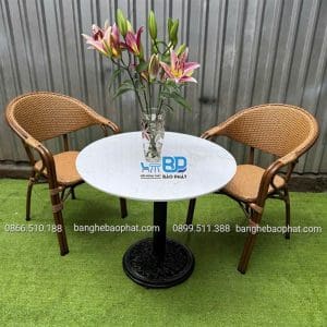 Bàn ghế nhựa giả mây ngoài trời khung nhôm