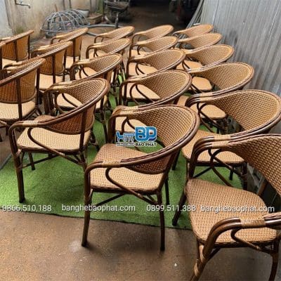 Bàn ghế nhựa giả mây ngoài trời khung nhôm