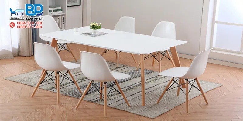 Bàn ghế nhựa phòng ăn 6 ghế tiện lợi