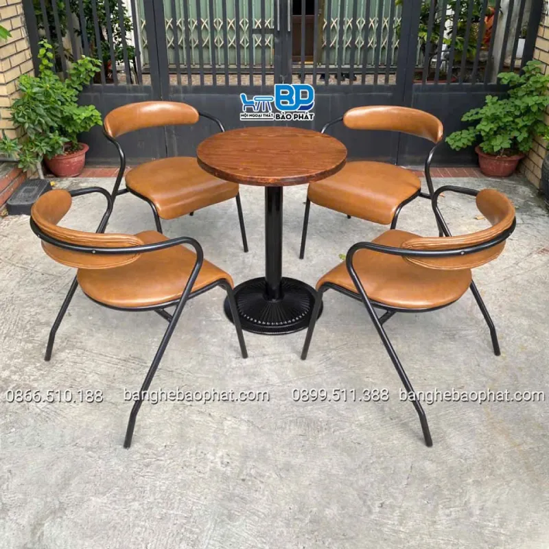 Bàn ghế sắt nệm BGSNBP054